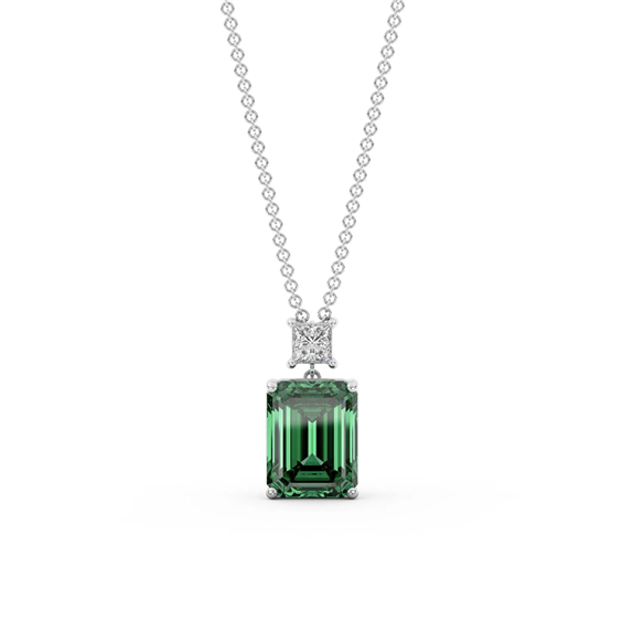 Collana Ama Donna Colore in Oro bianco Smeraldo sintetico 2.10 Ct AMA-GI-C4010-128-1-LG-S-SM - AMA-GI-C4010-128-1-LG-S-SM